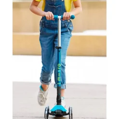 Trottinette Maxi Micro Deluxe pliable - Avec LED - Bleu Pétrole