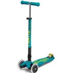Trottinette Maxi Micro Deluxe pliable - Avec LED - Bleu Pétrole