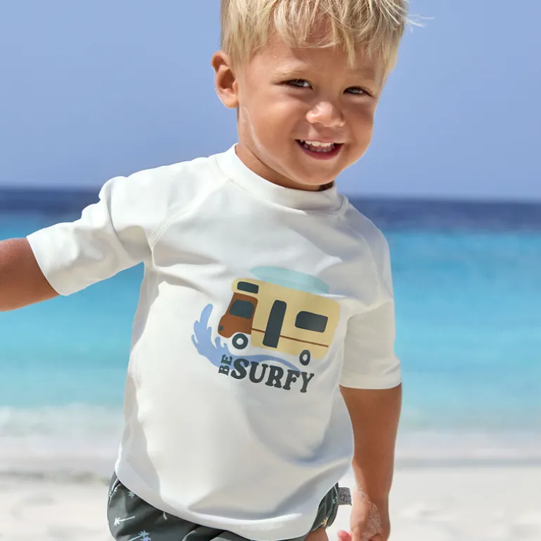 T-shirt de bain anti-uv bébé - Lassig - Camper écru