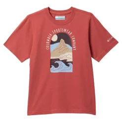 T-shirt randonnée enfant Valley Creek - Columbia - Washed Red, Cozy Coastline