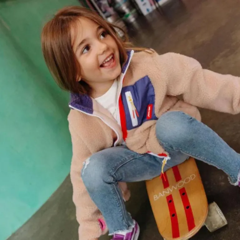 Veste polaire enfant sherpa - Hello Hossy - Plum Beige