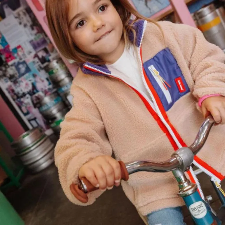 Veste polaire enfant sherpa - Hello Hossy - Plum Beige