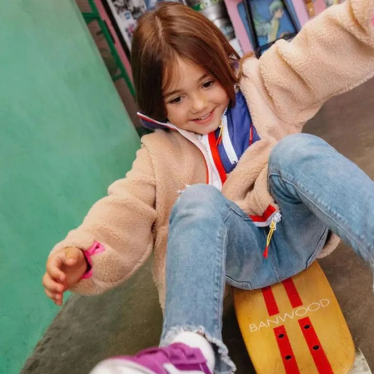 Veste polaire enfant sherpa - Hello Hossy - Plum Beige
