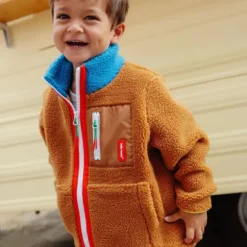 Veste polaire enfant sherpa - Hello Hossy - Blue Camel